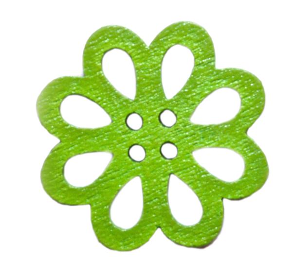 Kids button as blossom of wood in green 20 mm 0,79 inch